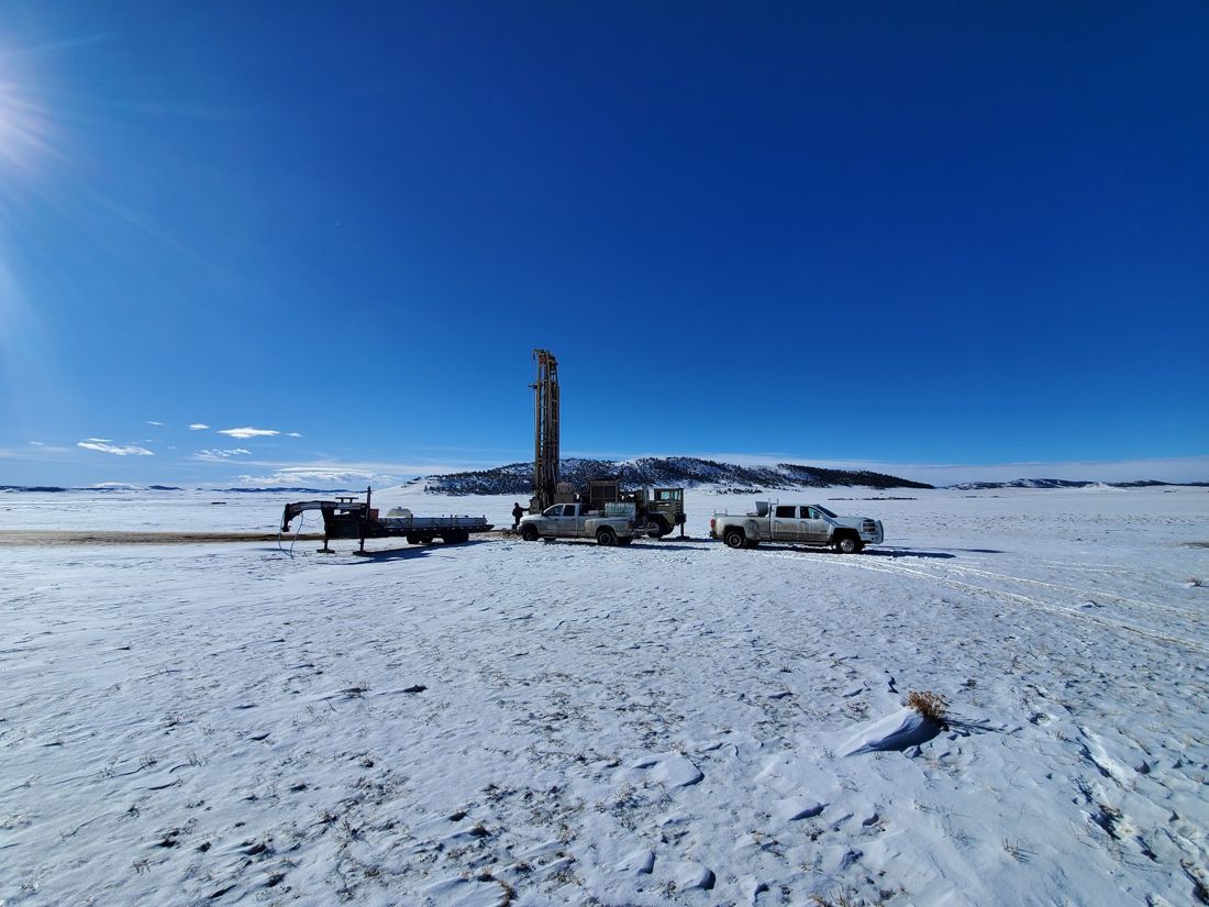 Rig drilling on a snow-covered site